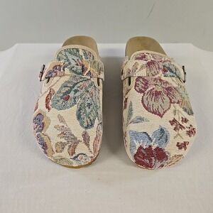 MIA Qwest Tapestry Floral Platform Comfort Clog Shoes Women 6.5 Buckle